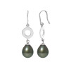 PERLINEA - Boucles d'Oreilles - Perles de Culture de Tahiti - Ronde 8/9 mm Noir