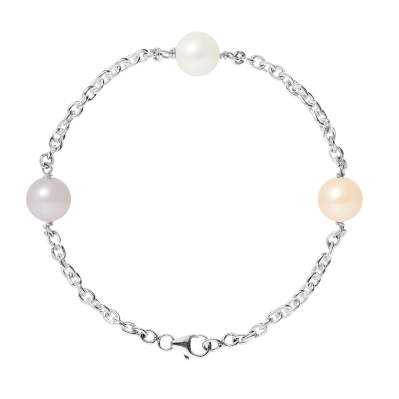 PERLINEA - Bracelet - Perles de Culture d'Eau Douce - Ronde 9/10 mm Multicouleur