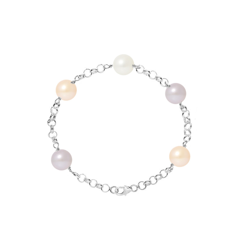 PERLINEA - Bracelet - Perles de Culture - Ronde 9/10 mm Multicouleur