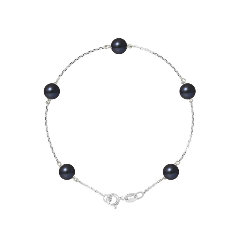 PERLINEA - Bracelet - Perles de Culture - Ronde 6-7 mm Noir