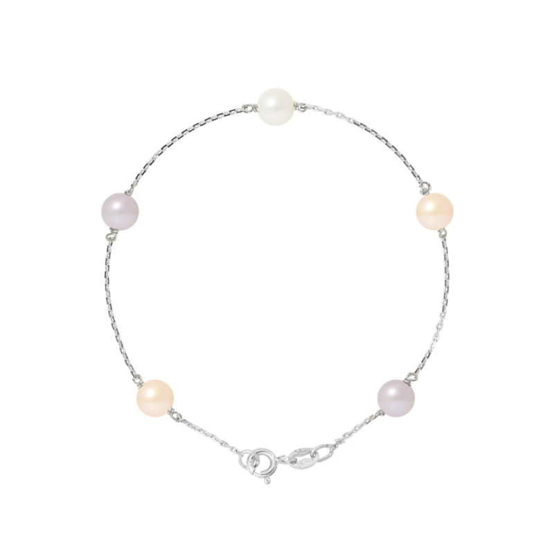 PERLINEA - Bracelet - Perles de Culture - Ronde 6/7 mm Multicouleur