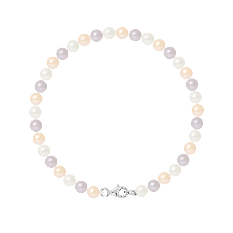 PERLINEA - Bracelet - Perles de Culture - Ronde 5/6 mm Multicouleur