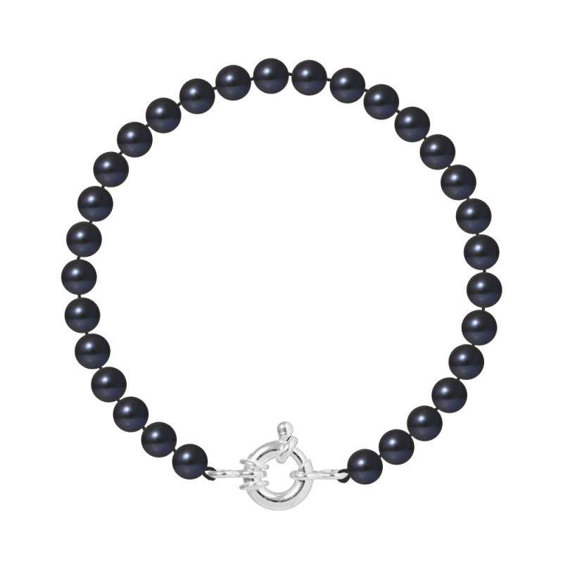 PERLINEA - Bracelet - Perles de Culture - Ronde 6/7 mm Noir