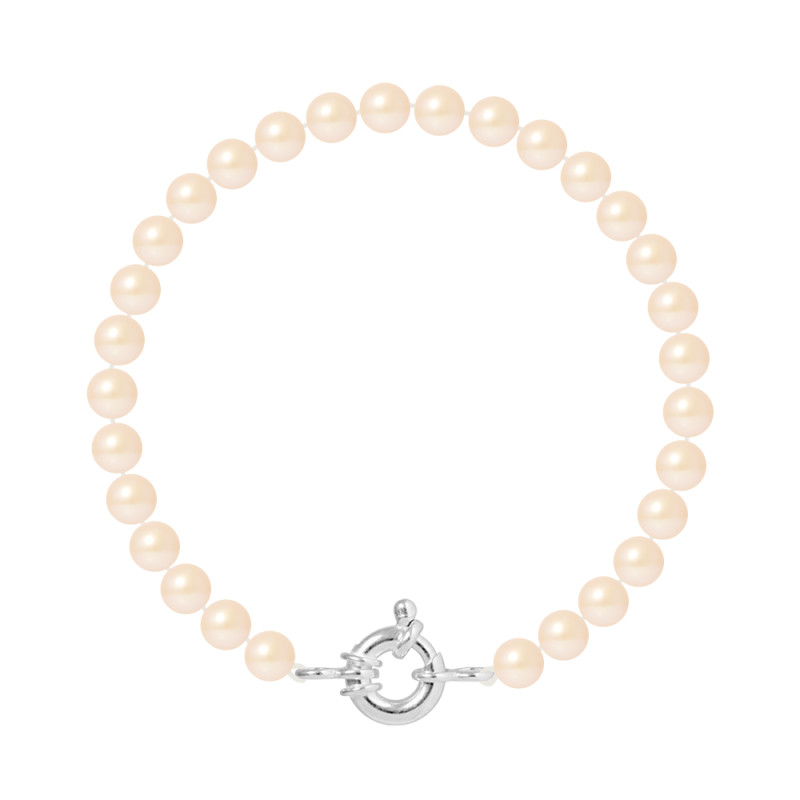 PERLINEA - Bracelet - Perles de Culture - Ronde 6/7 mm Rose