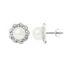 PERLINEA - Boucles d'Oreilles Corolle - Perles de Culture d'Eau Douce - Ronde 8/9 mm Blanc