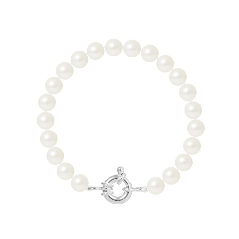 PERLINEA - Bracelet - Perles de Culture - Ronde 7/8 mm Blanc