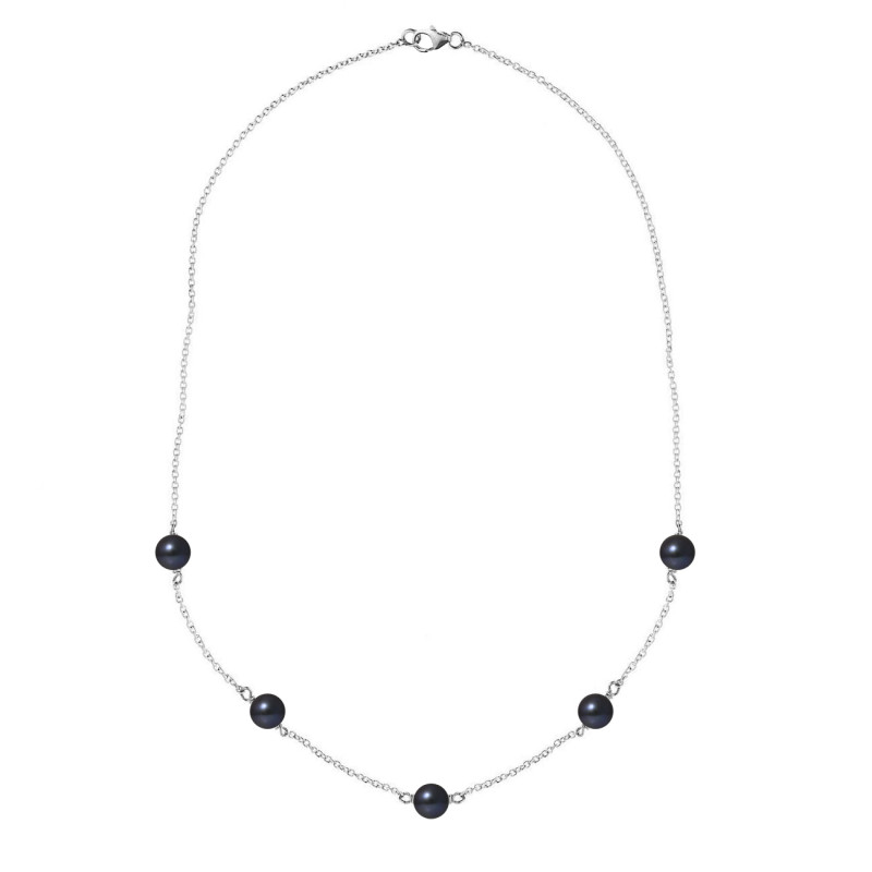 PERLINEA - Collier - Perles de Culture - Ronde 6/7 mm Noir