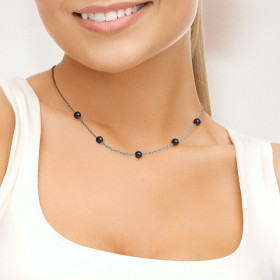 PERLINEA - Collier - Perles de Culture - Ronde 6/7 mm Noir