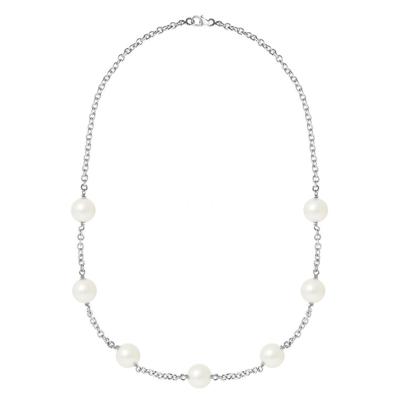 PERLINEA - Collier - Perles de Culture - Ronde 9/10 mm Blanc