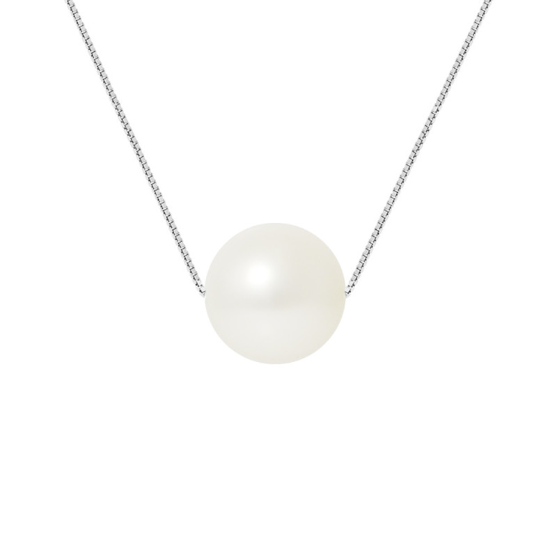 PERLINEA - Collier - Perles de Culture - Ronde 9/10 mm Blanc