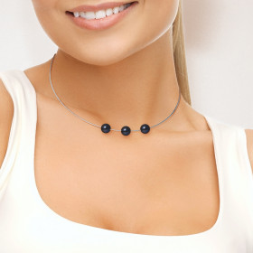 PERLINEA - Collier - Perles de Culture - Ronde 9/10 mm Noir