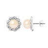 PERLINEA - Boucles d'Oreilles Corolle - Perles de Culture d'Eau Douce - Ronde 8/9 mm Rose