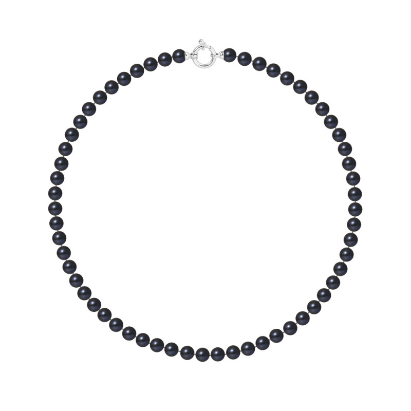 PERLINEA - Collier - Perles de Culture - Ronde 6/7 mm Noir