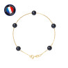 PERLINEA - Bracelet - Perle de Culture d'Eau Douce - Ronde 6/7 mm Noir