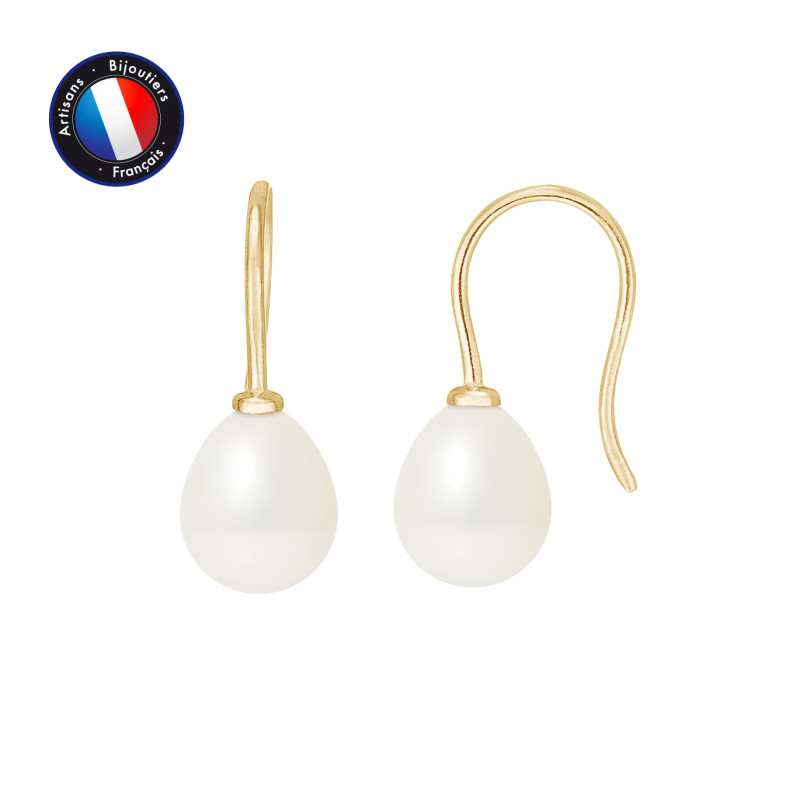 PERLINEA - Boucle d'Oreilles - Perles de Culture d'Eau Douce - Ronde 7/8 mm Blanc