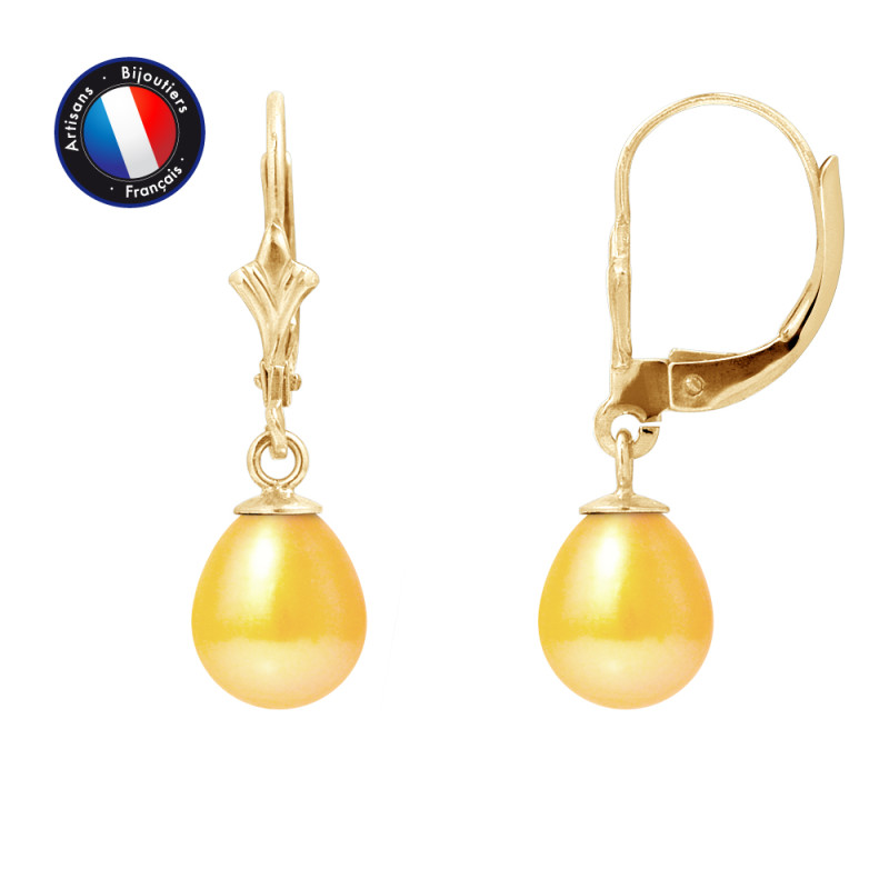PERLINEA - Boucle d'Oreilles - Perles de Culture d'Eau Douce - Ronde 7/8 mm Or