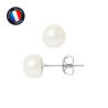 PERLINEA - Boucle d'Oreilles - Perles de Culture d'Eau Douce - Bouton 7/8 mm Blanc