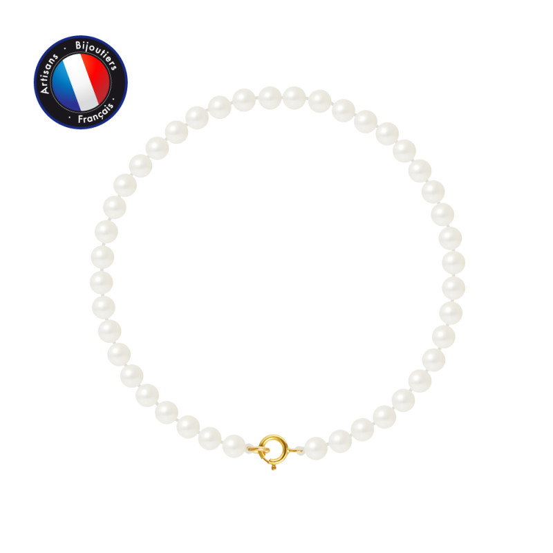 PERLINEA - Bracelet - Perles de Culture d'Eau Douce - Ronde 4/5 mm Blanc