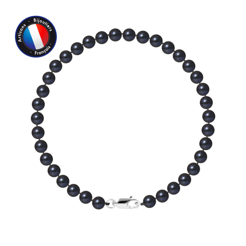 PERLINEA - Bracelet - Perles de Culture - Ronde 5/6 mm Noir