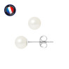 PERLINEA - Boucle d'Oreilles - Perles de Culture d'Eau Douce - Ronde 6/7 mm Blanc
