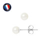 PERLINEA - Boucle d'Oreilles - Perles de Culture d'Eau Douce - Ronde 5/6 mm Blanc