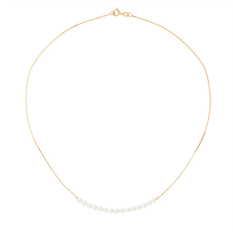 PERLINEA - Collier - Perle de Culture d'Eau Douce - Ronde 3/4 mm Blanc