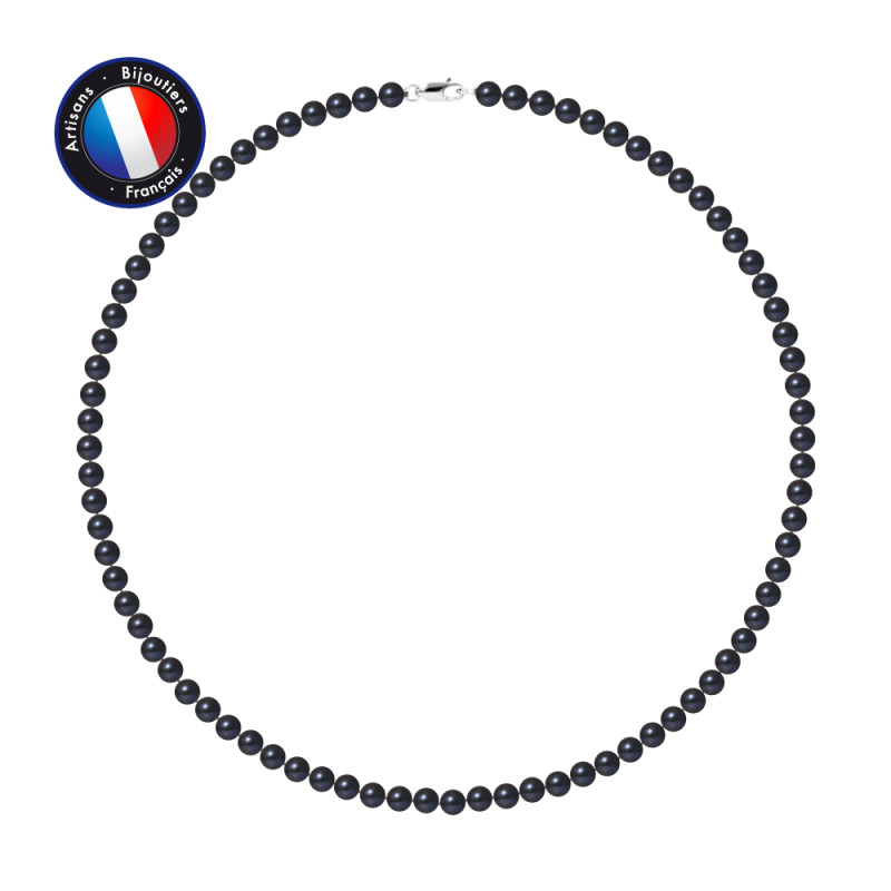 PERLINEA - Collier - Perles de Culture - Ronde 5/6 mm Noir